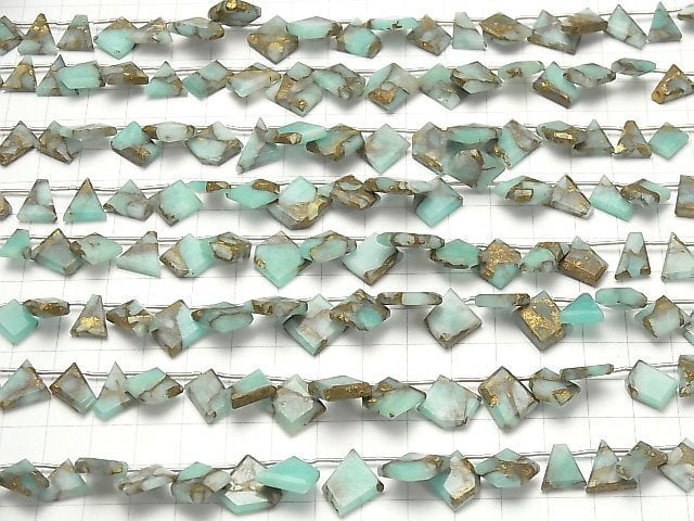 [Video] Copper Amazonite AAA Rough Slice Faceted 1strand (20pcs)