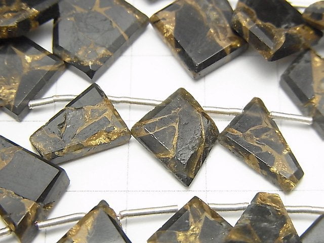 [Video] Copper Obsidian AAA Rough Slice Faceted 1strand (20pcs)