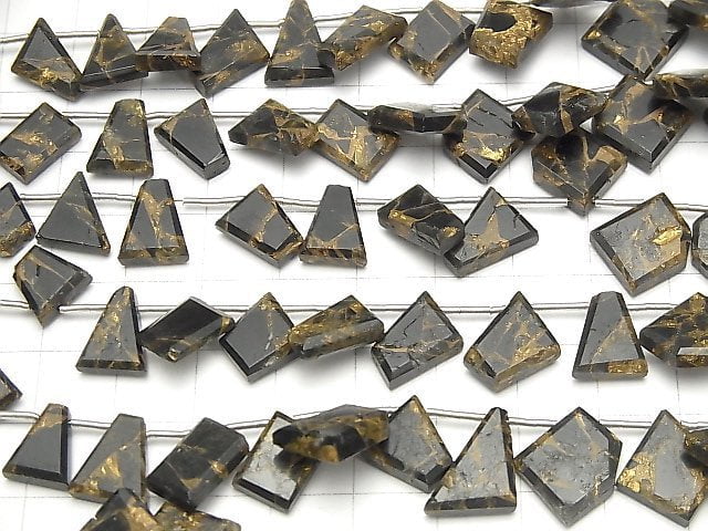 [Video] Copper Obsidian AAA Rough Slice Faceted 1strand (20pcs)