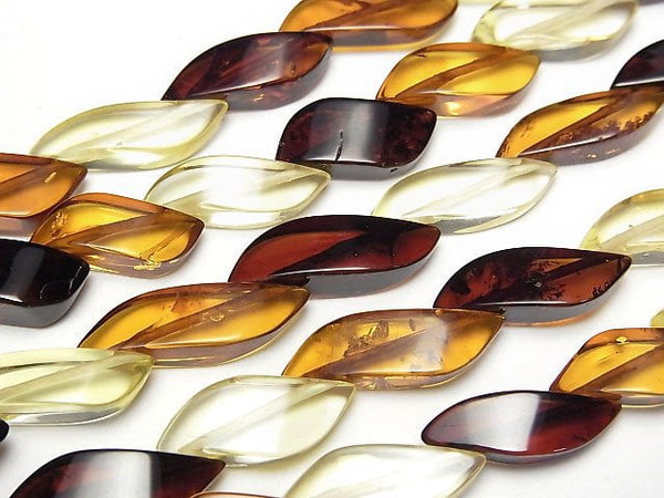 [Video] Baltic Amber 4Faceted Twist Rice Multicolor NO.2 Necklace