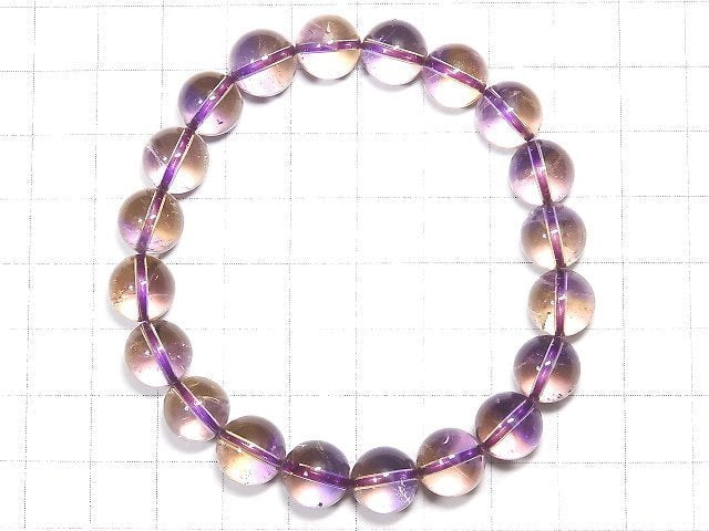 [Video] [One of a kind] High Quality Ametrine AAAA Round 9.5mm Bracelet NO.202