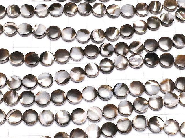 [Video]Mother of Pearl MOP Brown Coin 8x8x3.5mm 1strand beads (aprx.15inch/38cm)
