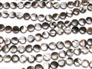 [Video]Mother of Pearl MOP Brown Coin 8x8x3.5mm 1strand beads (aprx.15inch/38cm)