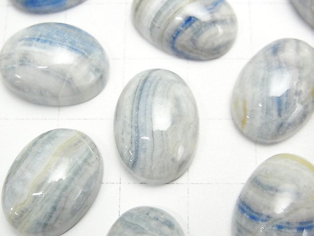 [Video] Blue Scheelite Oval Cabochon 18x13mm 2pcs