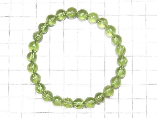 [Video] [One of a kind] High Quality Peridot AAA Round 7.5mm Bracelet NO.103