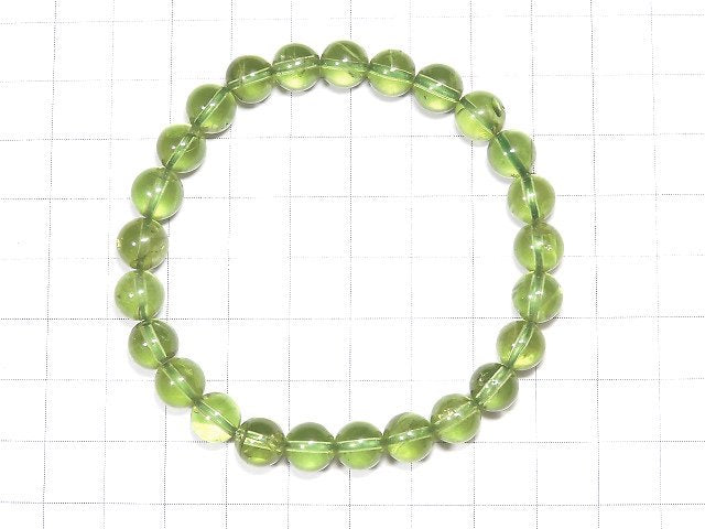 [Video] [One of a kind] High Quality Peridot AAA Round 7.5mm Bracelet NO.104
