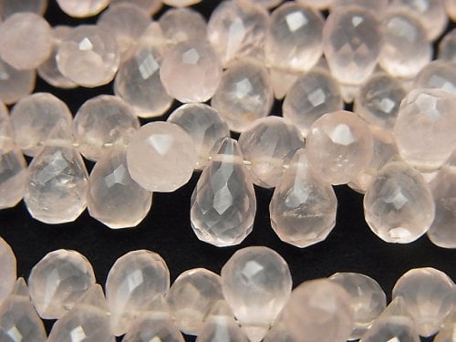 Drop, Faceted Briolette, Rose Quartz Gemstone Beads