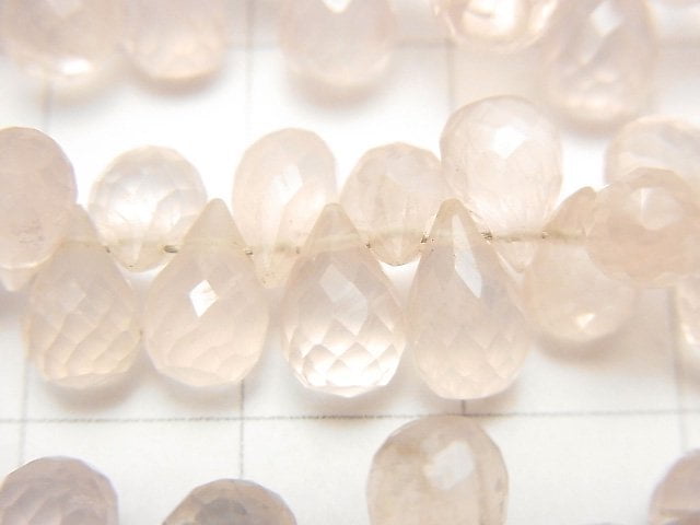 [Video] High Quality Rose Quartz AA++ Drop Faceted Briolette 1strand beads (aprx.8inch / 20cm)