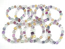 [Video] Multicolor Fluorite AAA Cube 6mm & Round 4mm Bracelet