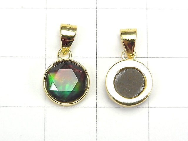 [Video] High Quality Canada Ammolite AAA Hexagram Pendant 9x9x3mm 18KGP