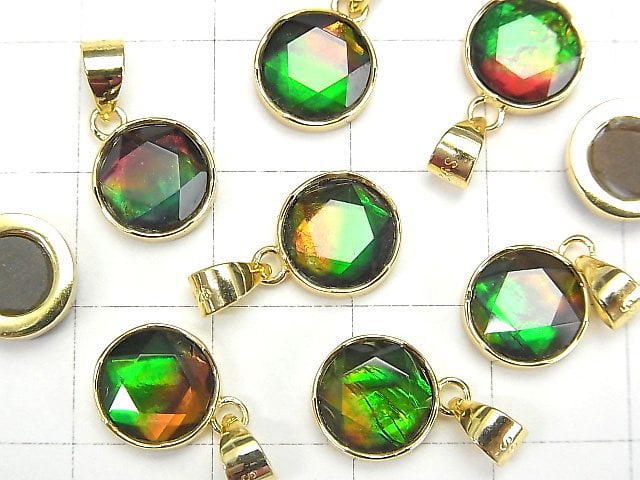 [Video] High Quality Canada Ammolite AAA Hexagram Pendant 9x9x3mm 18KGP