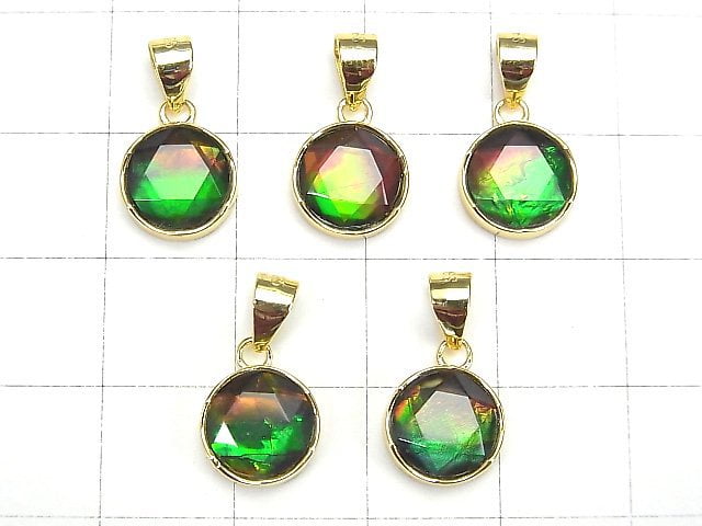 [Video] High Quality Canada Ammolite AAA Hexagram Pendant 9x9x3mm 18KGP