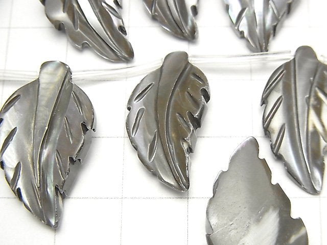 [Video] Mother of Pearl MOP Gray Leaf 1strand beads (aprx.14inch / 34cm)