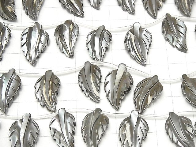 [Video] Mother of Pearl MOP Gray Leaf 1strand beads (aprx.14inch / 34cm)