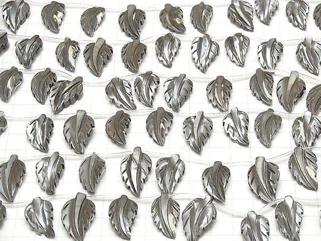 [Video] Mother of Pearl MOP Gray Leaf 1strand beads (aprx.14inch / 34cm)