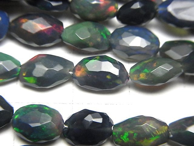 [Video] High Quality Ethiopian Black Opal AAA Faceted Nugget half or 1strand beads (aprx.15inch / 38cm)