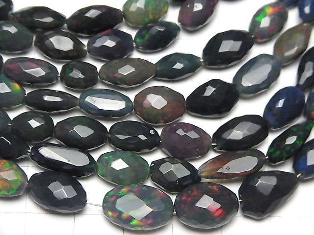 [Video] High Quality Ethiopian Black Opal AAA Faceted Nugget half or 1strand beads (aprx.15inch / 38cm)