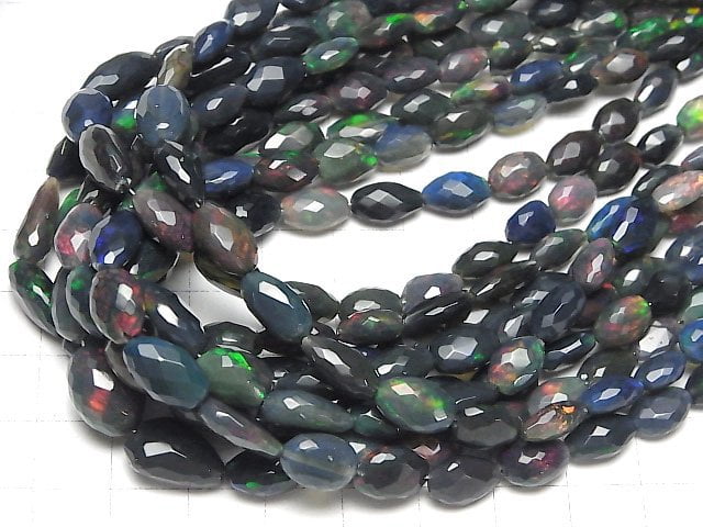 [Video] High Quality Ethiopian Black Opal AAA Faceted Nugget half or 1strand beads (aprx.15inch / 38cm)