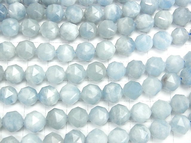 [Video] High Quality! Aquamarine AA+ Star Faceted Round 10mm half or 1strand beads (aprx.15inch / 37cm)