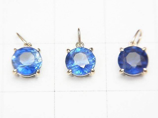 [Video][Japan] High Quality Kyanite AAA Round Faceted 6x6x4mm Pendant [K10 Yellow Gold] 1pc