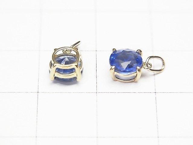 [Video][Japan] High Quality Kyanite AAA Round Faceted 6x6x4mm Pendant [K10 Yellow Gold] 1pc