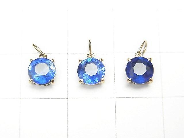 [Video][Japan] High Quality Kyanite AAA Round Faceted 6x6x4mm Pendant [K10 Yellow Gold] 1pc