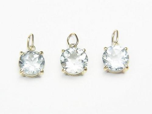[Video][Japan]High Quality Aquamarine AAA Pendant 6x6x4mm [K10 Yellow Gold] 1pc
