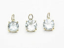 [Video][Japan]High Quality Aquamarine AAA Pendant 6x6x4mm [K10 Yellow Gold] 1pc