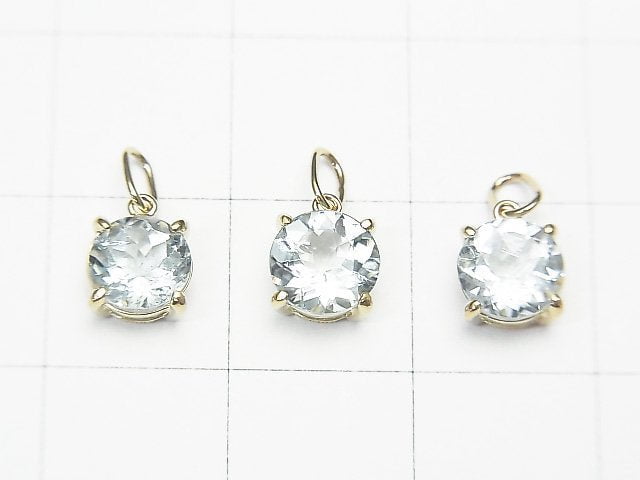 [Video][Japan]High Quality Aquamarine AAA Pendant 6x6x4mm [K10 Yellow Gold] 1pc