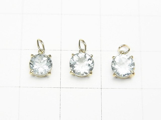 [Video][Japan]High Quality Aquamarine AAA Pendant 6x6x4mm [K10 Yellow Gold] 1pc