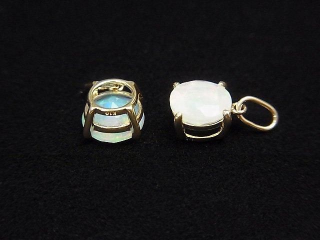 [Video][Japan] High Quality Ethiopian Opal AAA Round Faceted 6x6x4mm Pendant [K10 Yellow Gold] 1pc