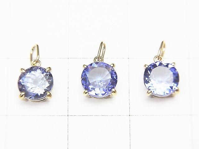 高品質坦桑石 AAA 圓形刻面 6x6x4mm 吊墜 [K10 黃金] 1個 [日本]