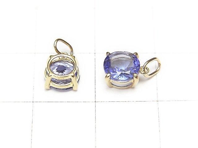高品質坦桑石 AAA 圓形刻面 6x6x4mm 吊墜 [K10 黃金] 1個 [日本]