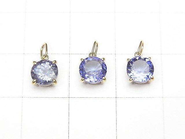 高品質坦桑石 AAA 圓形刻面 6x6x4mm 吊墜 [K10 黃金] 1個 [日本]