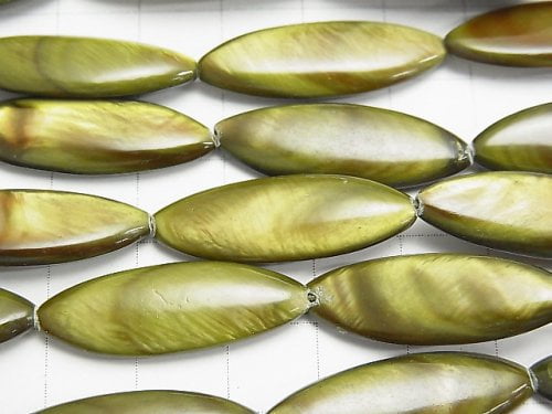 [Video] Classic green color Shell Marquise 30x10x4mm 1strand beads (aprx.14inch / 34cm)