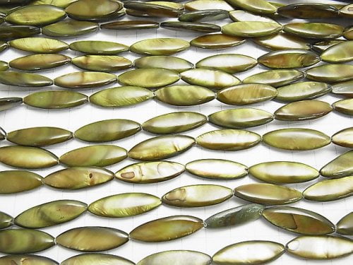 [Video] Classic green color Shell Marquise 30x10x4mm 1strand beads (aprx.14inch / 34cm)
