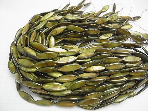[Video] Classic green color Shell Marquise 30x10x4mm 1strand beads (aprx.14inch / 34cm)