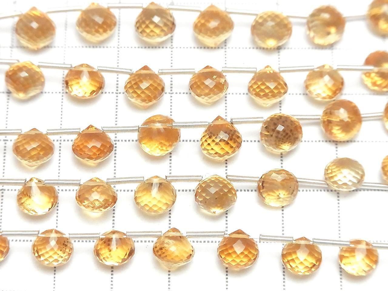 MicroCut Citrine de haute qualité AAA+ perles en forme de Briolette oignon facettées, demi-fil ou 1 fil (10 pièces)