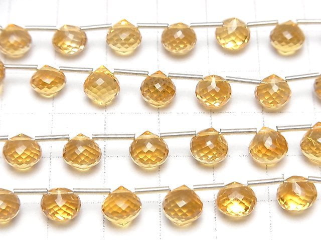 [Video]MicroCut High Quality Citrine AAA+ Onion Faceted Briolette half or 1strand (10pcs )