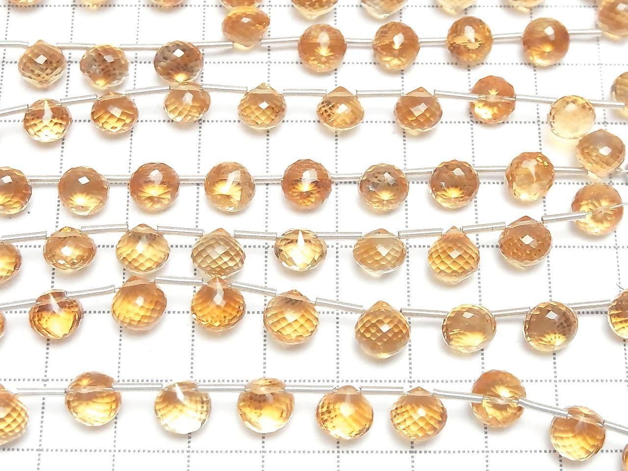 MicroCut Citrine de haute qualité AAA+ perles en forme de Briolette oignon facettées, demi-fil ou 1 fil (10 pièces)