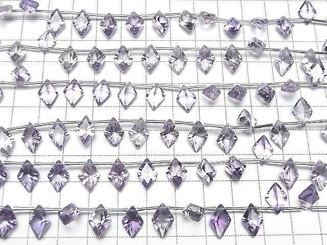 高品質紫水晶 AAA 鑽石凹面切割 12x8mm 一串珠子（13顆）