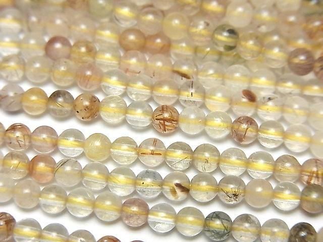 [Video] Multicolor Rutilated Quartz AA+ Round 3mm 1-strand beads (approx. 15 inches/37 cm)