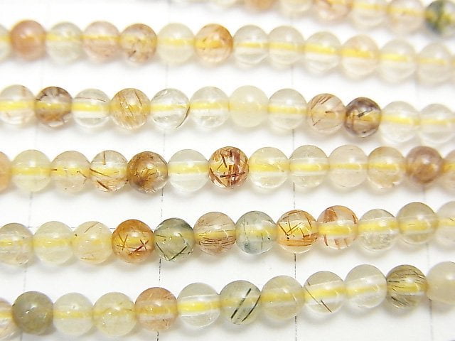 [Video] Multicolor Rutilated Quartz AA+ Round 3mm 1strand beads (aprx.15inch / 38cm)