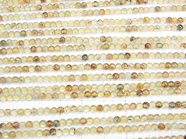 [Video] Multicolor Rutilated Quartz AA+ Round 3mm 1strand beads (aprx.15inch / 38cm)