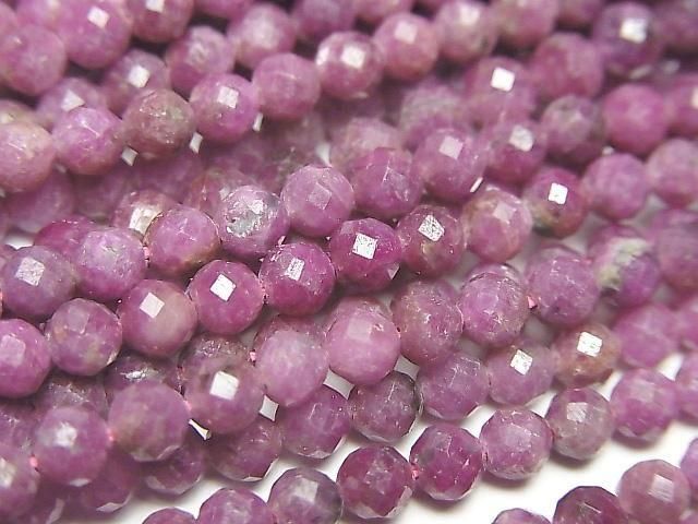 [Video] High Quality! Ruby AA++ Faceted Round 4mm half or 1strand beads (aprx.15inch/36cm)