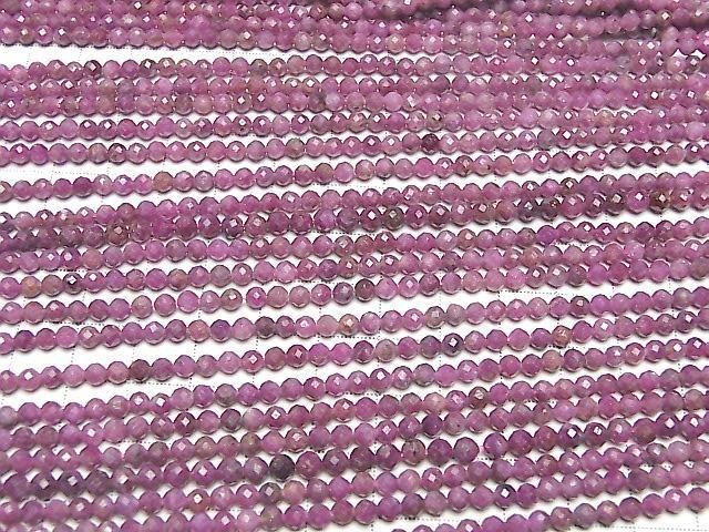 [Video] High Quality! Ruby AA++ Faceted Round 4mm half or 1strand beads (aprx.15inch/36cm)