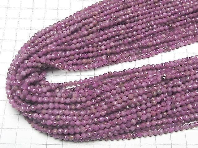 [Video] High Quality! Ruby AA++ Faceted Round 4mm half or 1strand beads (aprx.15inch/36cm)