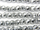 [Video] High Quality! Hematite 32Faceted Round 4mm Silver Coating 1strand beads (aprx.15inch / 37cm)