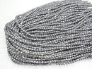 [Video] High Quality! Hematite 32Faceted Round 4mm Silver Coating 1strand beads (aprx.15inch / 37cm)