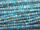 [Video] High Quality! Blue Apatite AA+ Faceted Button Rondelle 2x2x1.5mm 1strand beads (aprx.15inch / 37cm)
